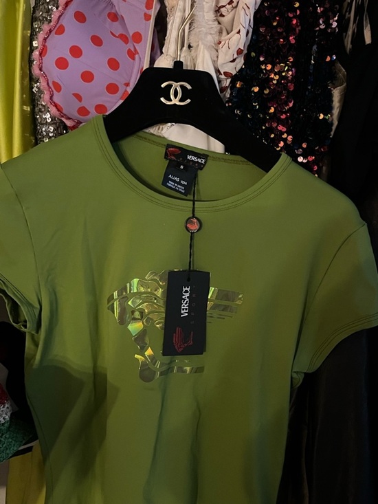 Versace Tops - VINTAGE Y2K VERSACE Green top NWT size small